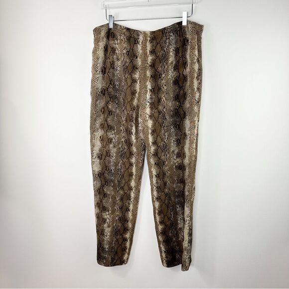 Dana Buchman Snakeskin Print Wool Silk Flat Front Wide Leg Pants Sz 16 - Picture 10 of 15